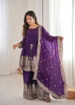 FANCY FENDY SILK EMBROIDERY SEQUENCE WITH REAL MIRROR WORK TOP PALAZZO WITH DUPATTA FESTIVE WEAR WHOLESALE PRICE ETHNIC GARMENT (25)