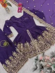 FANCY FENDY SILK EMBROIDERY SEQUENCE WITH REAL MIRROR WORK TOP PALAZZO WITH DUPATTA FESTIVE WEAR WHOLESALE PRICE ETHNIC GARMENT (25)