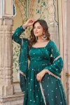FANCY FENDY SILK EMBROIDERY WITH SEQUENCE & THREAD WORK GOWN BOTTOM WITH DUPATTA FESTIVE WEAR WHOLESALE PRICE ETHNIC GARMENT (3)