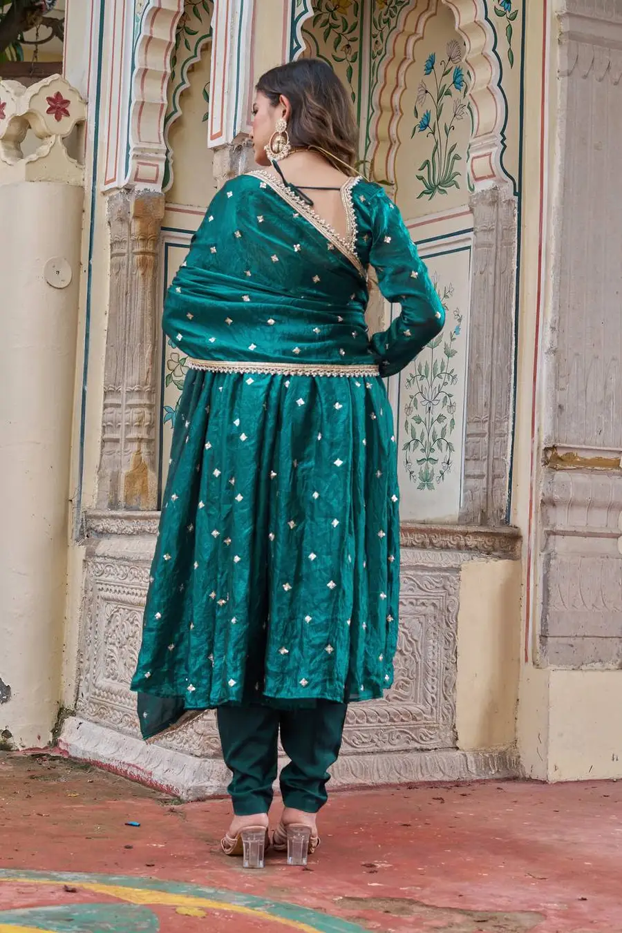 FANCY FENDY SILK EMBROIDERY WITH SEQUENCE & THREAD WORK GOWN BOTTOM WITH DUPATTA FESTIVE WEAR WHOLESALE PRICE ETHNIC GARMENT (5)