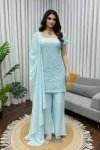 FANCY GEORGETTE CHIN SEQUENCE WORK TOP PALAZZO WITH DUPATTA FESTIVE WEAR WHOLESALE PRICE ETHNIC GARMENT (3)