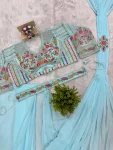 FANCY GEORGETTE EMBROIDERY BUTTA WORK READY TO WEAR SAREE WITH STITCHED BLOUSE PARTY WEAR WHOLESALE PRICE ETHNIC GARMENT (5)