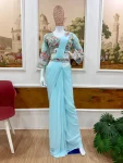 FANCY GEORGETTE EMBROIDERY BUTTA WORK READY TO WEAR SAREE WITH STITCHED BLOUSE PARTY WEAR WHOLESALE PRICE ETHNIC GARMENT (5)