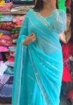 FANCY GEORGETTE EMBROIDERY THREAD WORK AND SEQUENCE WITH CUTWORK SAREE WITH UNSTITCHED BLOUSE PARTY WEAR WHOLESALE PRICE ETHNIC GARMENT (6)
