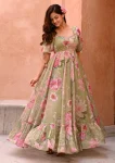 FANCY GEORGETTE PRINTED WORK ONLY GOWN MINT