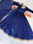 FANCY HANDLOOK COTTON ZARI WEAVING BUTTI WORK GOWN WITH DUPATTA FESTIVE WEAR WHOLESALE PRICE ETHNIC GARMENT (4)