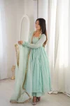FANCY HEAVY FAUX LACE WORK GOWN BOTTOM WITH DUPATTA FESTIVE WEAR WHOLESALE PRICE ETHNIC GARMENT (4)