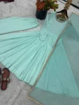 FANCY HEAVY FAUX LACE WORK GOWN BOTTOM WITH DUPATTA FESTIVE WEAR WHOLESALE PRICE ETHNIC GARMENT (4)