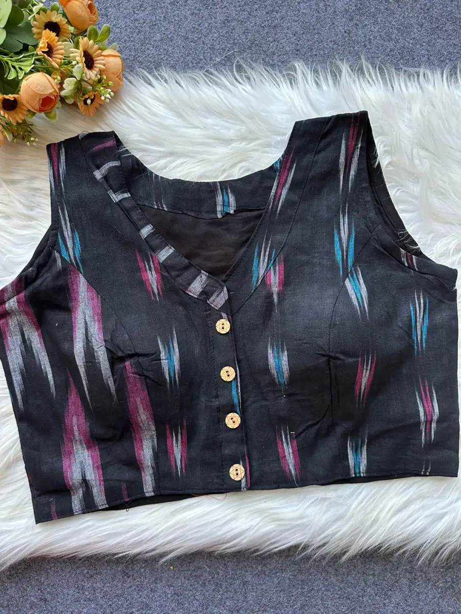 FANCY IKKAT COTTON DIGITAL PRINTED WORK STITCHED BLOUSE DAILY WEAR WHOLESALE PRICE ETHNIC GARMENT (5)