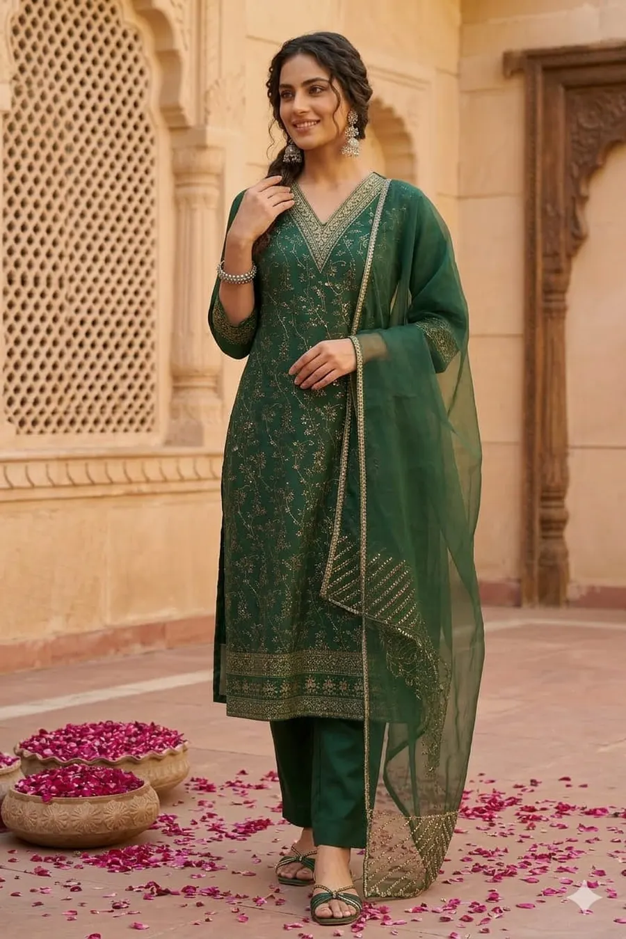 FANCY JACQUARD WEAVING WORK TOP BOTTOM WITH DUPATTA FESTIVE WEAR WHOLESALE PRICE ETHNIC GARMENT (14)
