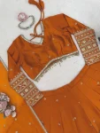 FANCY JAPAN SATIN THREAD WITH SEQUENCE WORK LEHENGA CHOLI WITH DUPATTA WEDDING WEAR WHOLESALE PRICE ETHNIC GARMENT (3)