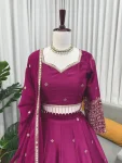 FANCY JAPAN SATIN THREAD WITH SEQUENCE WORK LEHENGA CHOLI WITH DUPATTA WEDDING WEAR WHOLESALE PRICE ETHNIC GARMENT (1)