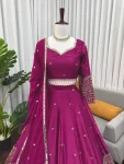 FANCY JAPAN SATIN THREAD WITH SEQUENCE WORK LEHENGA CHOLI WITH DUPATTA WEDDING WEAR WHOLESALE PRICE ETHNIC GARMENT (1)