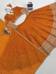FANCY JAPAN SATIN THREAD WITH SEQUENCE WORK LEHENGA CHOLI WITH DUPATTA WEDDING WEAR WHOLESALE PRICE ETHNIC GARMENT (3)
