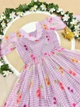 FANCY KOTA DORIYA CHECKS FLOWER PRINT WORK MIDI DRESS DAILY WEAR WHOLESALE PRICE ETHNIC GARMENT (3)