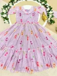 FANCY KOTA DORIYA CHECKS FLOWER PRINT WORK MIDI DRESS DAILY WEAR WHOLESALE PRICE ETHNIC GARMENT (3)