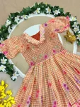 FANCY KOTA DORIYA CHECKS FLOWER PRINT WORK MIDI DRESS DAILY WEAR WHOLESALE PRICE ETHNIC GARMENT (9)