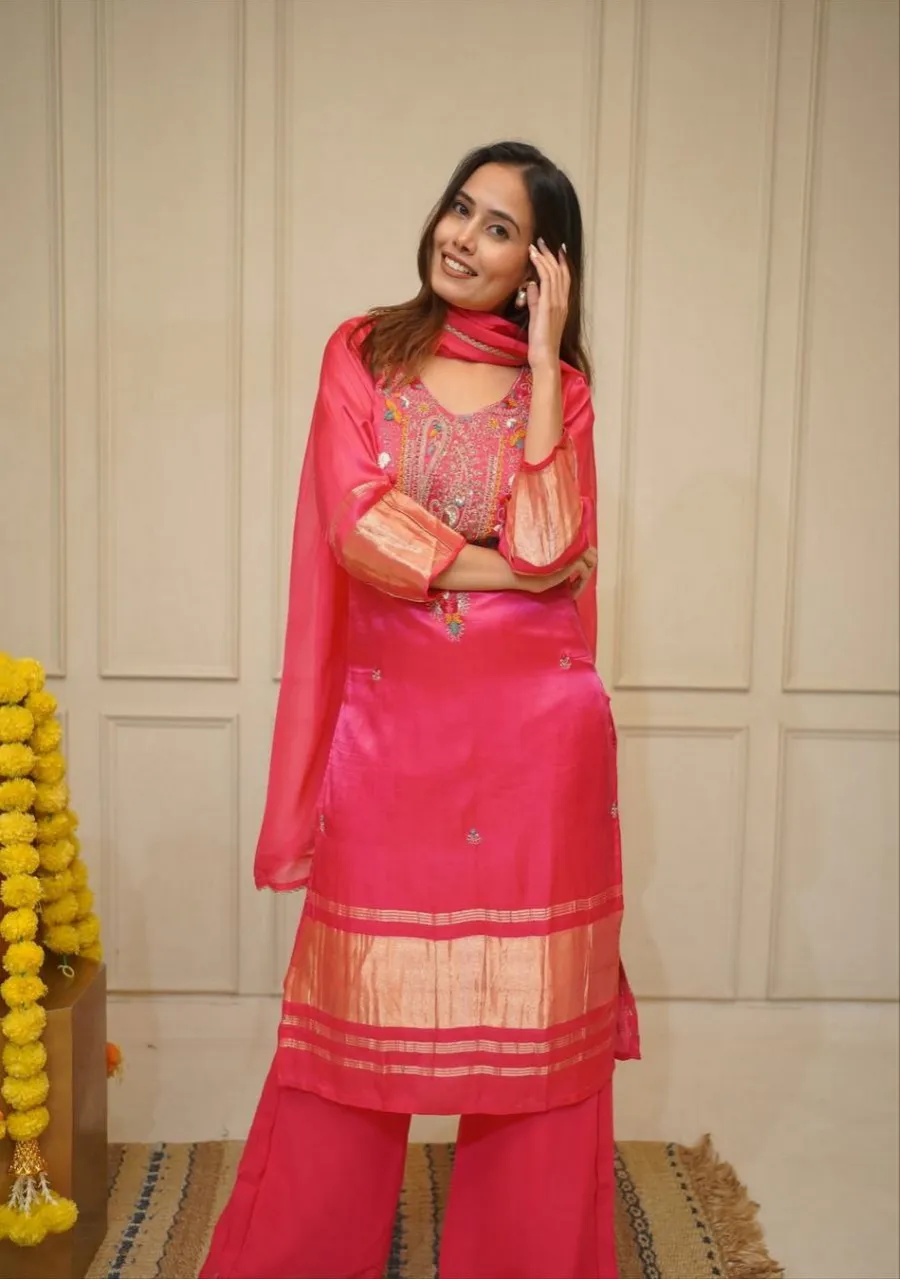 FANCY LAGDI VISCOSE SILK SEQUENCE CODING EMBROIDERY WORK TOP BOTTOM WITH DUPATTA FESTIVE WEAR WHOLESALE PRICE ETHNIC GARMENT (6)
