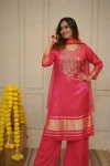 FANCY LAGDI VISCOSE SILK SEQUENCE CODING EMBROIDERY WORK TOP BOTTOM WITH DUPATTA FESTIVE WEAR WHOLESALE PRICE ETHNIC GARMENT (8)