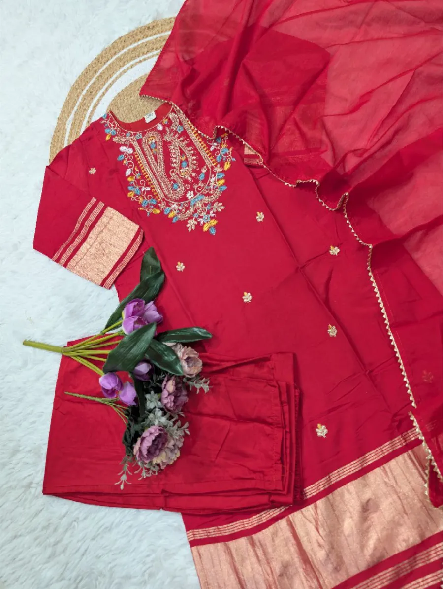 FANCY LAGDI VISCOSE SILK SEQUENCE CODING EMBROIDERY WORK TOP BOTTOM WITH DUPATTA FESTIVE WEAR WHOLESALE PRICE ETHNIC GARMENT (9)