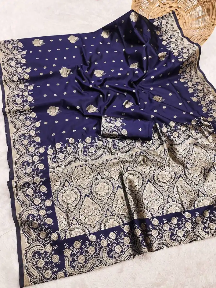 FANCY LICHI SILK WEAVING WORK SAREE WITH UNSTITCHED BLOUSE FESTIVE WEAR WHOLESALE PRICE ETHNIC GARMENT (1)
