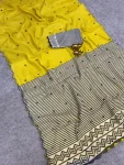 FANCY LINEN COTTON PRINTED WITH AARI MIRROR WORK ALL OVER & ARC BORDER WORK SAREE WITH UNSTITCHD BLOUSE FESTIVE WEAR WHOLESALE PRICE ETHNIC GARMENT (2)