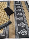 FANCY LINEN COTTON PRINTED WITH COTTON TASSELS WORK SAREE WITH UNSTITCHED BLOUSE DAILY WEAR WHOLESALE PRICE ETHNIC GARMENT (1)