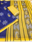 FANCY LINEN COTTON PRINTED WORK SAREE WITH UNSTITCHED BLOUSE FESTIVE WEAR WHOLESALE PRICE ETHNIC GARMENT (3)