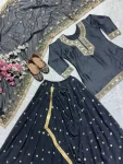 FANCY MALAI SILK EMBROIDERY 5 MM SEQUENCE WORK PAPER HAND WORK MIRROR TOP DHOTI SKIRT WITH DUPATTA FESTIVE WEAR WHOLESALE PRICE ETHNIC GARMENT (8)