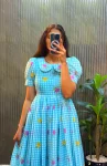 FANCY MUL CHANDERI FLORAL PRINTED WORK MIDI DRESS DAILY WEAR WHOLESALE PRICE ETHNIC GARMENT (2)