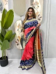 FANCY MYSORE SILK JACQUARD WORK GOWN SAREE BLUE AND RANI