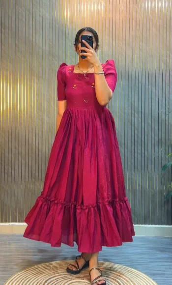 FANCY NC VICHITRA HAND WORK MIDI DRESS PINK