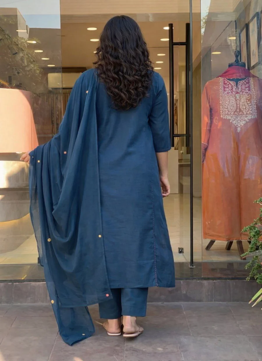 FANCY RAYON SLUB EMBROIDERY WITH MOTI HAND WORK TOP BOTTOM WITH DUPATTA FESTIVE WEAR WHOLESALE PRICE ETHNIC GARMENT (5)