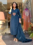 FANCY RAYON SLUB EMBROIDERY WITH MOTI HAND WORK TOP BOTTOM WITH DUPATTA FESTIVE WEAR WHOLESALE PRICE ETHNIC GARMENT (2)