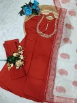 FANCY ROMAN SILK EMBROIDERY WORK TOP BOTTOM WITH DUPATTA FESTIVE WEAR WHOLESALE PRICE ETHNIC GARMENT (22)