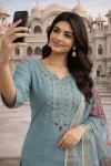 FANCY ROMAN SILK EMBROIDERY, ZARI WEAVING WORK TOP BOTTOM WITH DUPATTA FESTIVE WEAR WHOLESALE PRICE ETHNIC GARMENT (2)