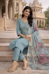 FANCY ROMAN SILK EMBROIDERY, ZARI WEAVING WORK TOP BOTTOM WITH DUPATTA FESTIVE WEAR WHOLESALE PRICE ETHNIC GARMENT (2)