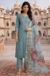 FANCY ROMAN SILK EMBROIDERY, ZARI WEAVING WORK TOP BOTTOM WITH DUPATTA FESTIVE WEAR WHOLESALE PRICE ETHNIC GARMENT (2)