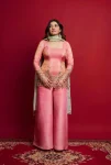 FANCY SHIMMER SILK EMBROIDERY SEQUENCE WORK TOP PALAZZO WITH DUPATTA BABY PINK