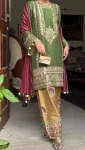 FANCY SILK EMBROIDERY SEQUENCE WITH LACE BORDER WORK TOP PALAZZO WITH DUPATTA FESTIVE WEAR WHOLESALE PRICE ETHNIC GARMENT (2)
