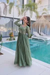 FANCY SILVER CRUNCHY BEADS EMBROIDERY-WORK GOWN FESTIVE WEAR WHOLESALE PRICE ETHNIC GARMENT (2)