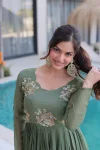FANCY SILVER CRUNCHY BEADS EMBROIDERY-WORK GOWN FESTIVE WEAR WHOLESALE PRICE ETHNIC GARMENT (2)