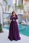 FANCY SILVER CRUNCHY BEADS EMBROIDERY-WORK GOWN FESTIVE WEAR WHOLESALE PRICE ETHNIC GARMENT (23)