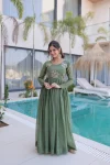 FANCY SILVER CRUNCHY BEADS EMBROIDERY-WORK GOWN FESTIVE WEAR WHOLESALE PRICE ETHNIC GARMENT (2)