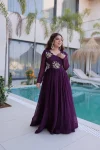 FANCY SILVER CRUNCHY BEADS EMBROIDERY-WORK GOWN FESTIVE WEAR WHOLESALE PRICE ETHNIC GARMENT (23)
