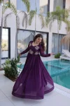 FANCY SILVER CRUNCHY BEADS EMBROIDERY-WORK GOWN FESTIVE WEAR WHOLESALE PRICE ETHNIC GARMENT (23)