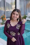 FANCY SILVER CRUNCHY BEADS EMBROIDERY-WORK GOWN FESTIVE WEAR WHOLESALE PRICE ETHNIC GARMENT (23)