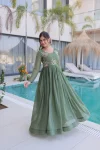 FANCY SILVER CRUNCHY BEADS EMBROIDERY-WORK GOWN FESTIVE WEAR WHOLESALE PRICE ETHNIC GARMENT (2)