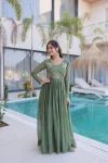 FANCY SILVER CRUNCHY BEADS EMBROIDERY-WORK GOWN FESTIVE WEAR WHOLESALE PRICE ETHNIC GARMENT (2)
