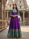 FANCY SOFT SILK ZARI WEAVING WORK ONLY GOWN FESTIVE WEAR WHOLESALE PRICE ETHNIC GARMENT (4)